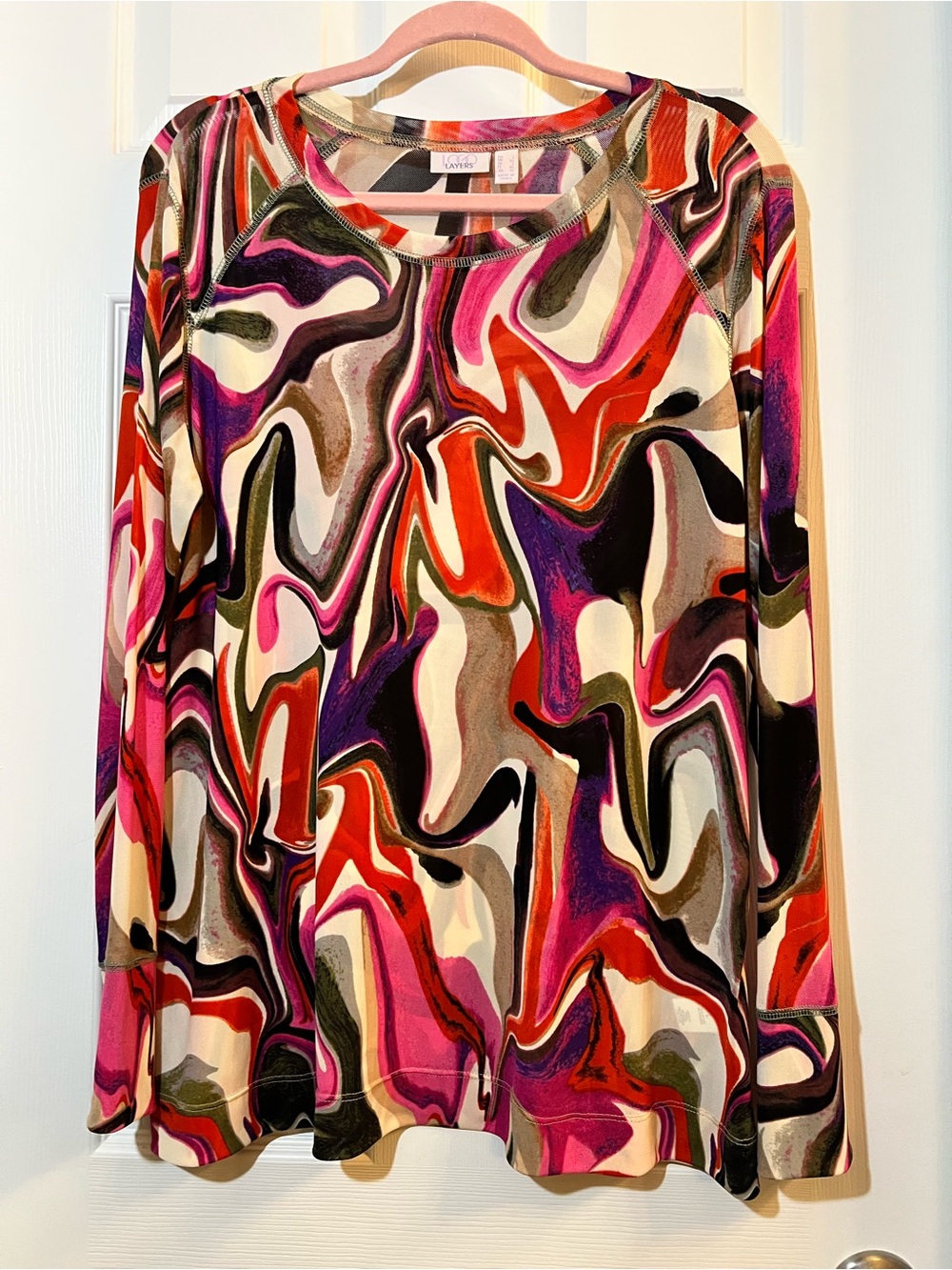 🦋 NWOT Logo Lori Goldstein Multicolor Abstract Print layer mesh top size large